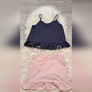 2 Brand New Old Navy Girls' Pink and Blue Ruffle Tank Tops